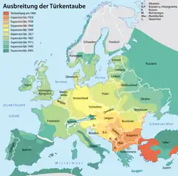Mapa šíření v Evropě