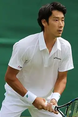 Júiči Sugita v kvalifikaci Wimbledonu 2016