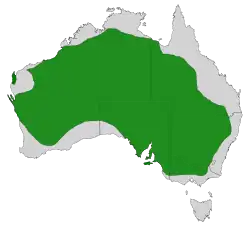 Zeleně vyznačená oblast výskytu medosavky černobílé