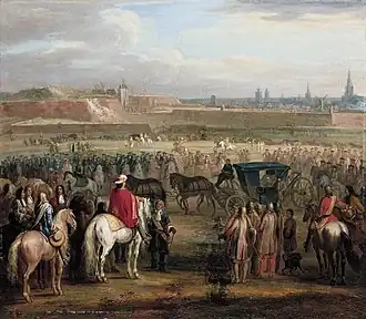 Obležení a kapitulace pevnosti Cambrai v dubnu 1677 od Adama Françoise van der Meulen