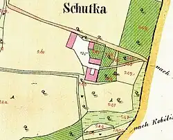 Šutka, mapa z roku 1842