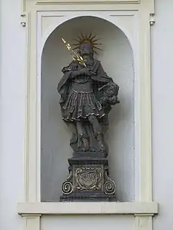 Socha sv. Felixe na průčelí litoměřické katedrály