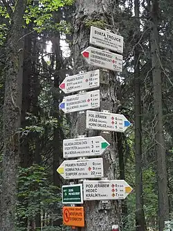 Koncový rozcestník u kaple Nejsvětější Trojice