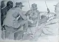 Svatopluk Máchal Legionáři u karet (tužka, asi 1920)