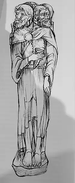 Svantovítova modla z hradiště Arkony, přibližný vzhled podle popisu Saxona Grammatika