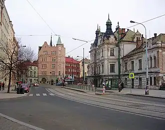 ulice Svobodova s nádražím Praha-Vyšehrad