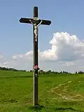Starší kříž na návrší Sekané (945 m n. m.) Nad Velkou Borovou