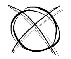 Symbol Slender Mana, který byl poprvé použit v internetovém seriálu Marble Hornets