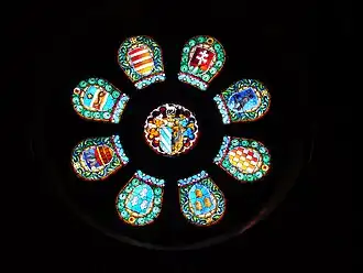 Rozeta s erby uherských rodů