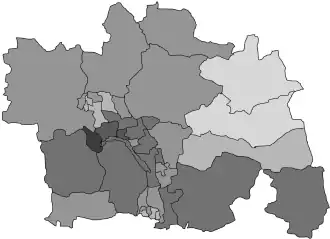 Výsledky Tábora 2020 dle volebních okrsků. V procentech hlasů:      35+ %      30-35 %      25-30 %      20-25 %      15-20 %      10-15 %      5-10 %