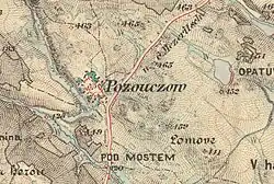 Mapa Pocoucova z Třetího vojenského mapování