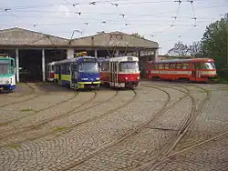 Košická tramvaj T3Mod (vůz ve žluto-modrém nátěru