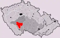 Táborská pahorkatina na mapě Česka