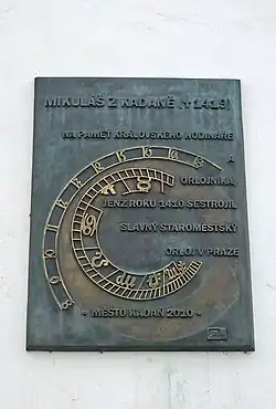 Pamětní deska Mikuláši z Kadaně v Kadani