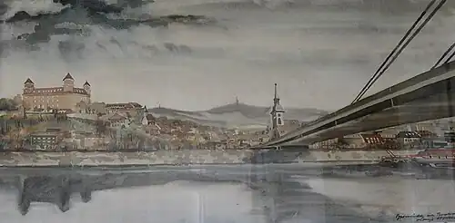 Vzpomínka na Bratislavu, akvarel, 1985