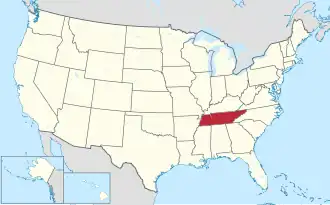 Tennessee na mapě USA
