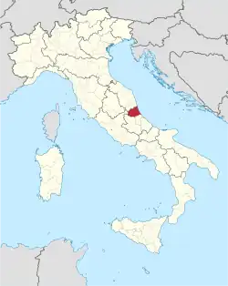 Provincie Teramo na mapě Itálie