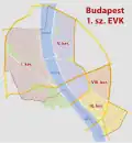 Mapa hranic 1. OEVK v centru Budapešti