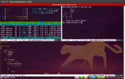 Byobu zobrazující tři podterminály