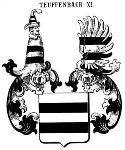 Erb baronů z Teuffenbachu-Masswegu v erbovní knize Johanna Siebmachera z roku 1919