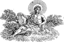 Alegorické znázornění básníka ve sbírce anglických překladů Bióna a Moscha z roku 1724