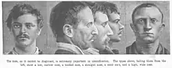 Ilustrace z „The Speaking Portrait“ (Pearson's Magazine, Vol XI, leden-červen 1901) demonstrující principy Bertillonovy anthropometrie