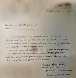 Svědectví pekaře Theodora Borovičky (20. ledna 1950): "Dělali jsme to oba pro naše lidi".