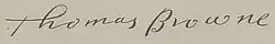 Thomas Browne – podpis