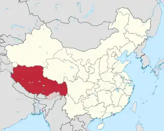 tibetský region se rozprostírá na území čtyř čínských provincií a jedné autonomní oblasti