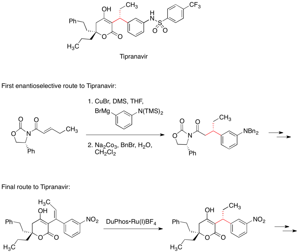 Syntetické postupy na vytvoření stereocentra při výrobě Tipranaviru