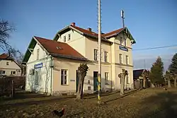 Train station in Třebelovice, Třebíč District.JPG