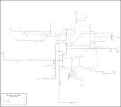 schéma tramvajových tratí a zastávek v Praze