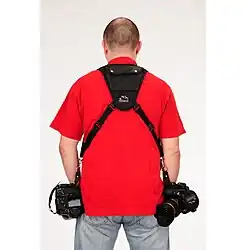 Popruh pro dva fotoaparáty, zadní pohled