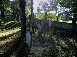Náhrobky u ohradní zdi