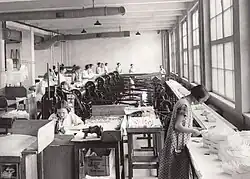 Strojní žehlírna (žehlení límců)