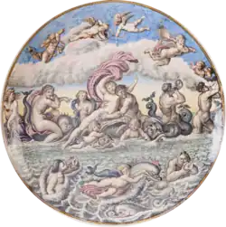 Keramický talíř s výjevem Triumf Galatei, 1875