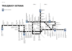 Schéma trolejbusových linek v Ostravě v roce 2010