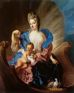 François de Troy: Portrét Anny Constantie von Cosel se synem jako kupidem, 1712