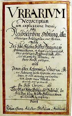 Titulní strana Urbáře