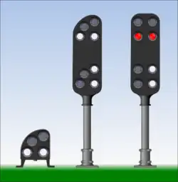 trpasličí návěstidlo a návěstidla na podstavci