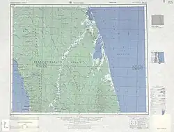 Nyjský záliv na americké topografické mapě z roku 1947