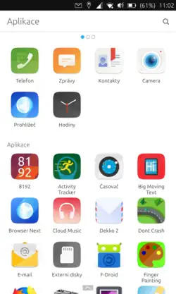 Domovská stránka OS Ubuntu Touch