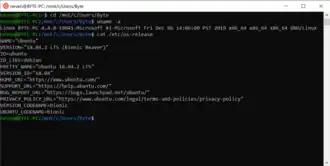 Bash běžící v systému Windows 10