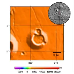 Topografická mapa sopky Ulysses Patera