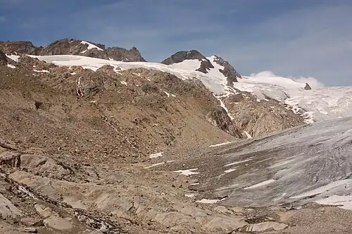 pohled z Hinteres Umbaltal na Althausschneide, Dreiherrnspitze a Umbalköpfl.