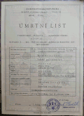 Úmrtní list (Praha 12, 1950)[1]