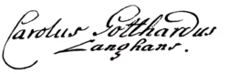 Carl Gotthard Langhans – podpis