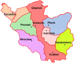 Polsko po smrti Boleslava Křivoústého v roce 1138, Jindřichovo dědictví světle zeleně