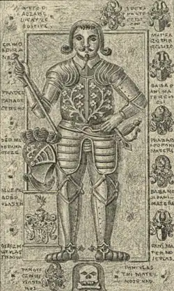 Podobizna Václava Čabelického ze Soutic na náhrobku v Týnském chrámu