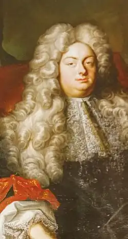 Výřez ze skupinového rodinného portrétu (1725, Christian Philip Bentum, sbírky zámku Manětín)